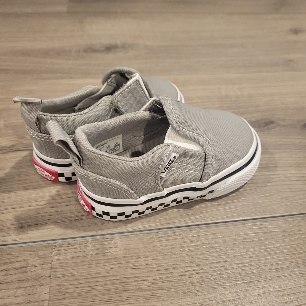 Baby Boy Vans Gray Sneakers with Checkerboard NWOT